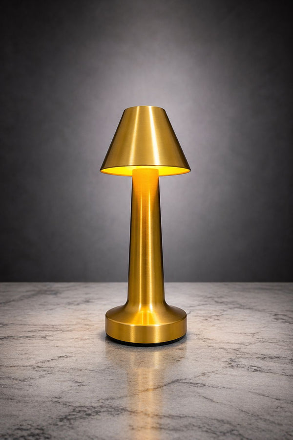 Luxury Touch Control LED Table Brass Rechargeable Lamp – 3 Color Modes