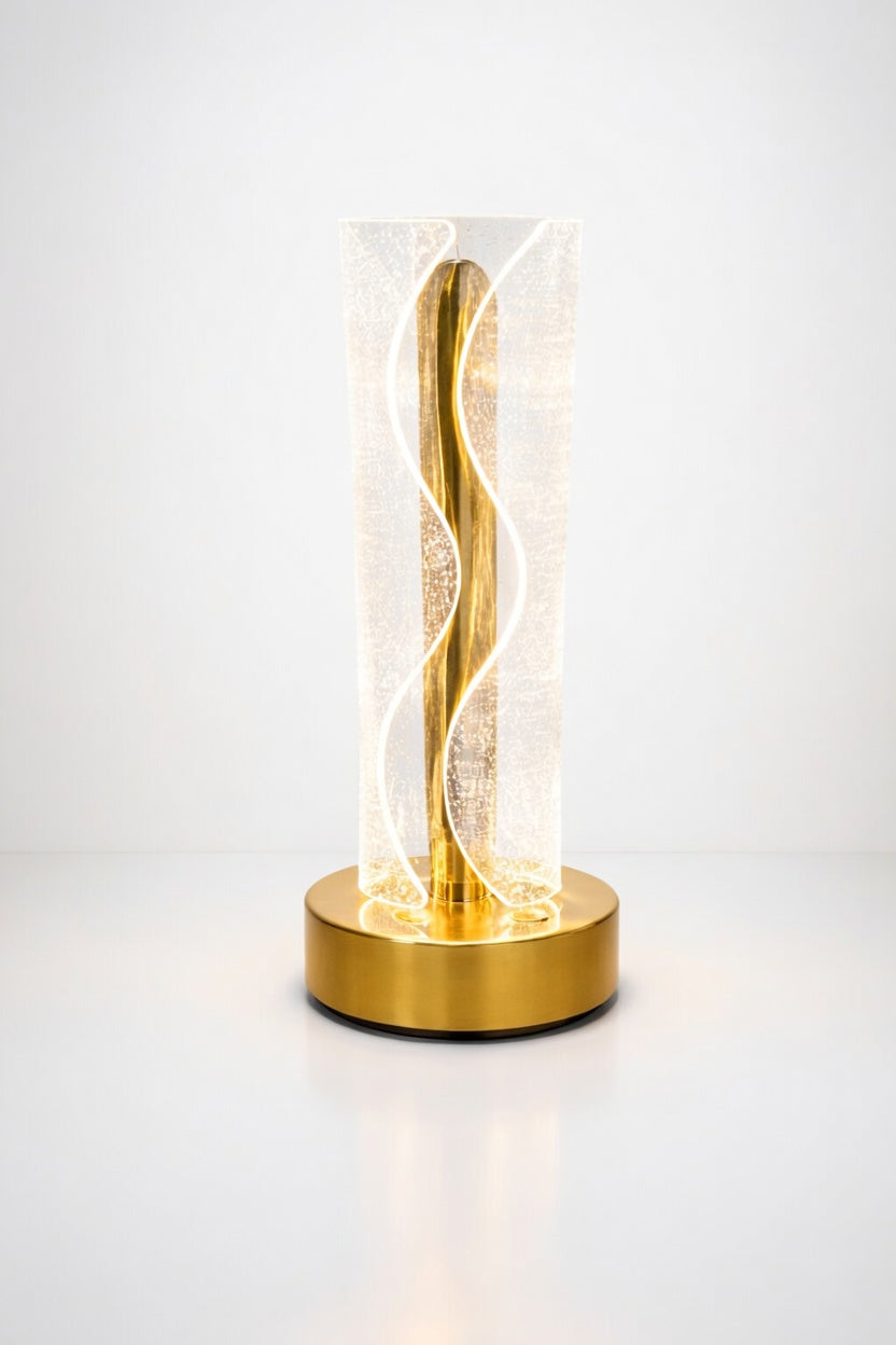 Luxury Touch Control LED Crystal Wave Rechargeable Lamp – 3 Color Modes