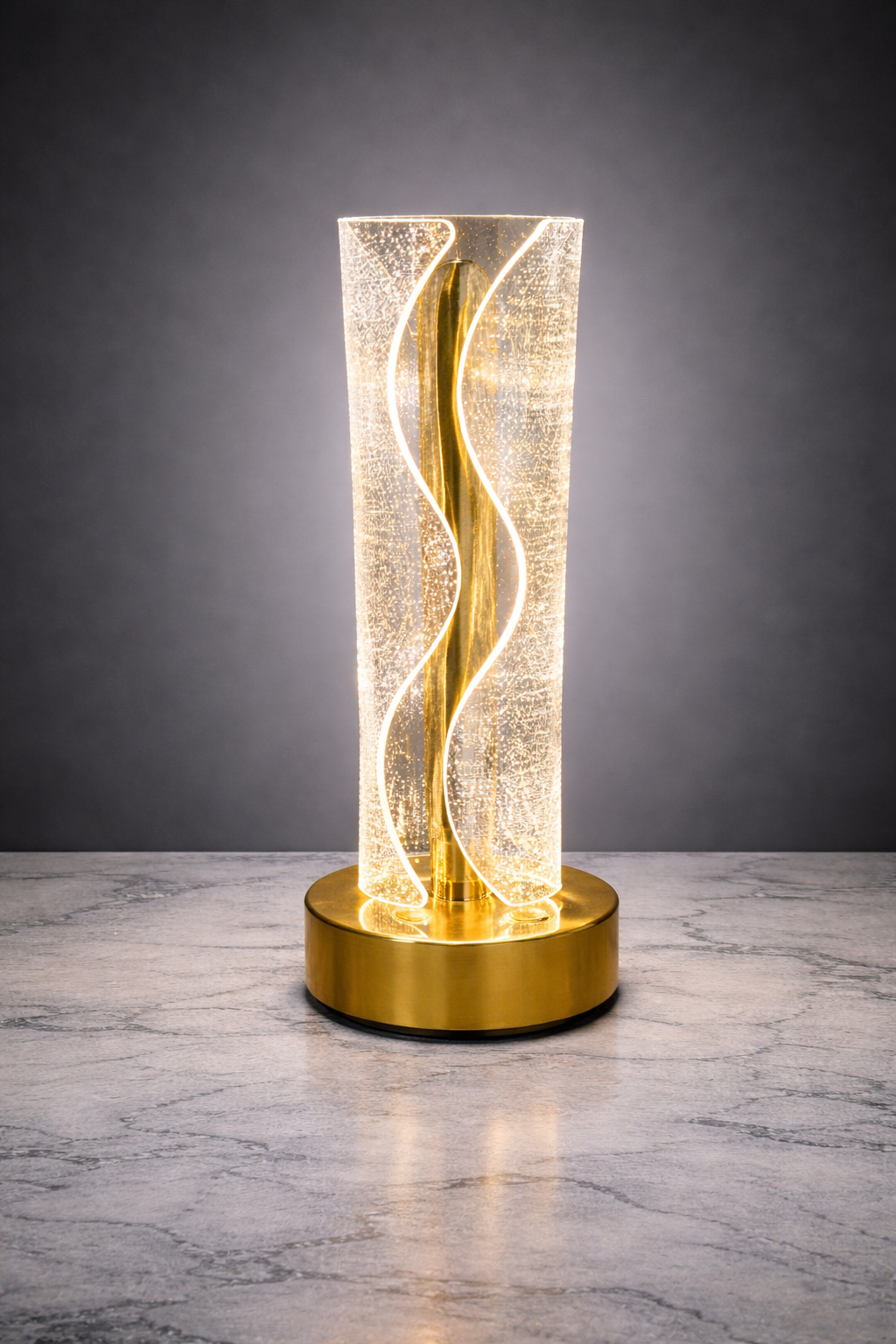 Luxury Touch Control LED Crystal Wave Rechargeable Lamp – 3 Color Modes