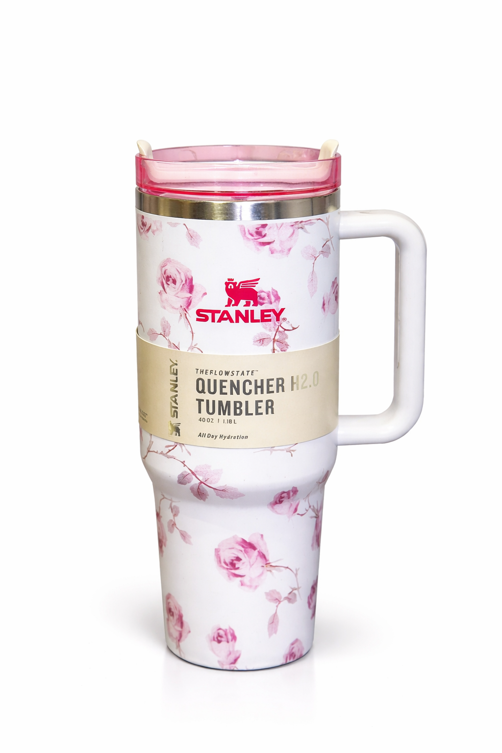 Rose Print Stanley Quencher H2.0 40 OZ – Chic & Trendy Tumbler