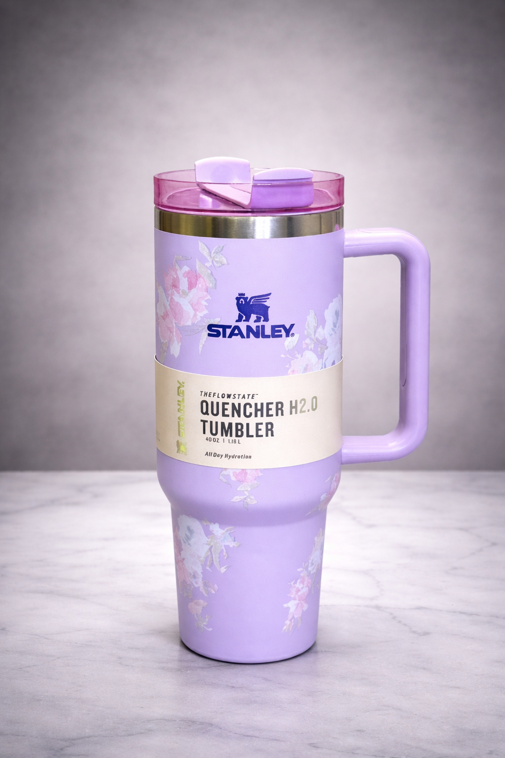 Floral Quencher Stanley H2.0 40 OZ – Purple Blossom Edition Tumbler
