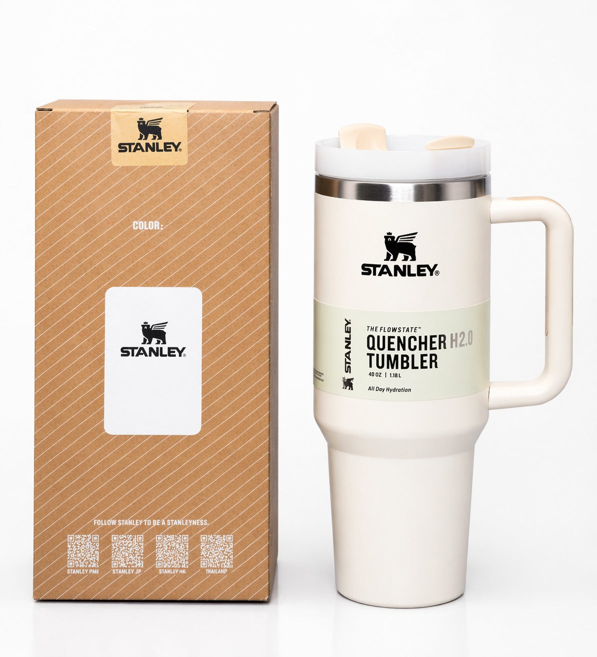 Classic White Stanley Quencher H2.0 40 OZ – Minimalist Premium Tumbler
